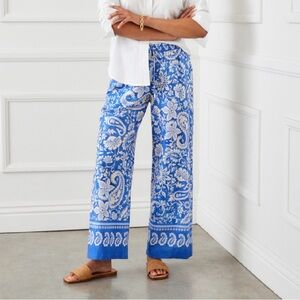 Karen Kane Blue and White Floral Wide Leg Pants
